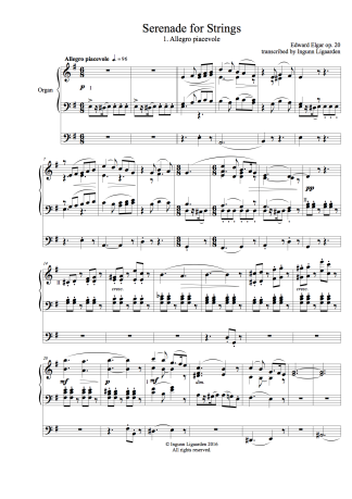 Serenade for Strings - samtliga satser (Elgar) - orgelsolo